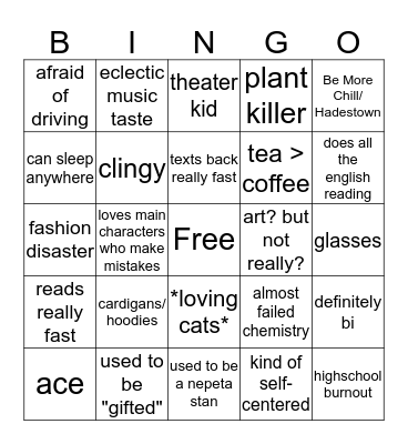 How similar are you to Kas Bingo Card
