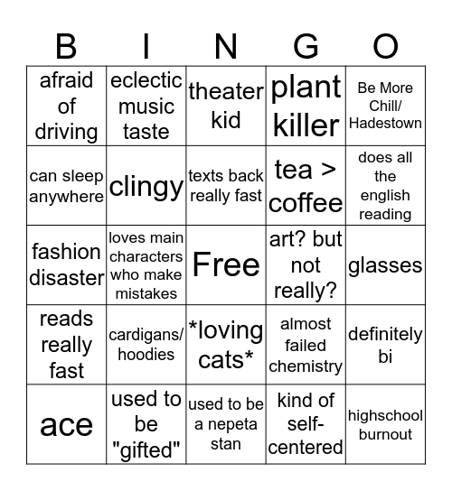 How similar are you to Kas Bingo Card