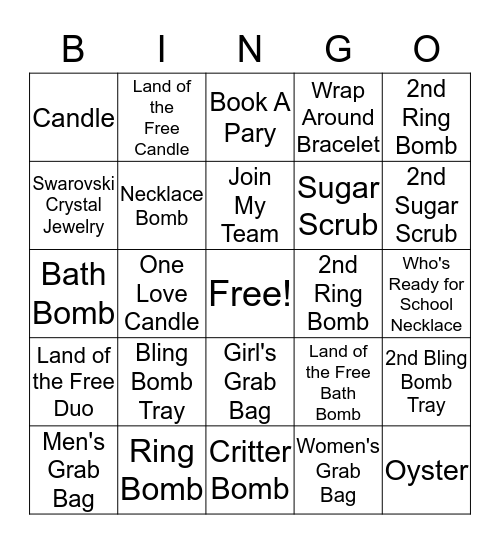 Bling Bomb Bingo Card