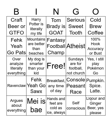 Mark Rowe Bingo Card
