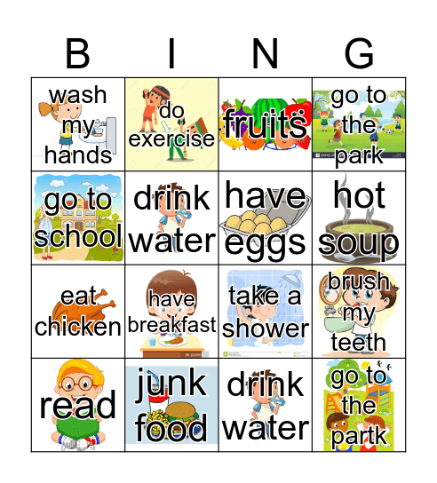 Healthy life styles  Bingo Card