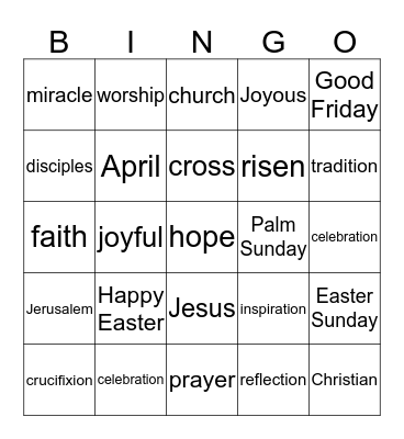 Easter - 2014 Bingo Card