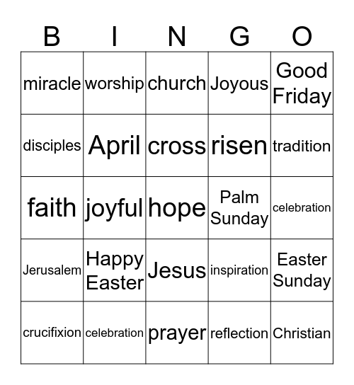 Easter - 2014 Bingo Card