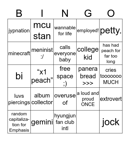 lizgo  Bingo Card