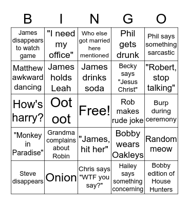 Wedding Bingo Card