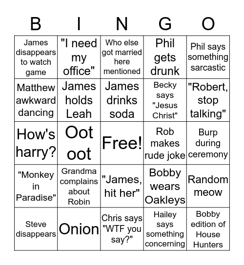 Wedding Bingo Card