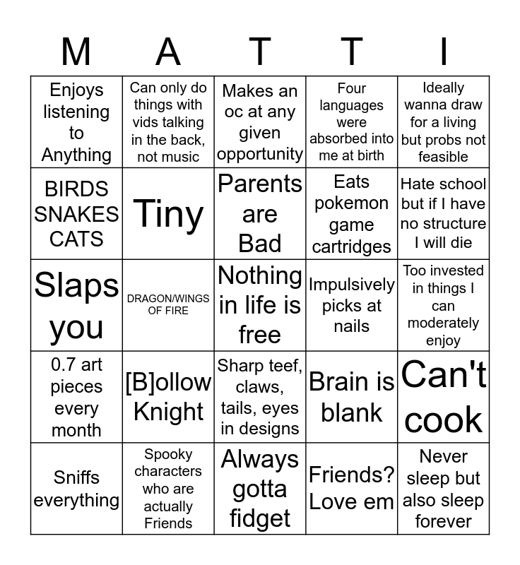 Bastard Card Bingo Card