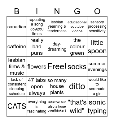 how similar are you: elizabeth version Bingo Card