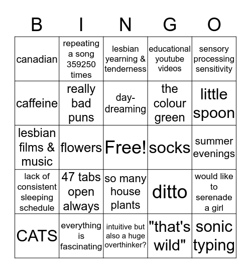 how similar are you: elizabeth version Bingo Card