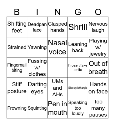PRESENTATION Bingo Card