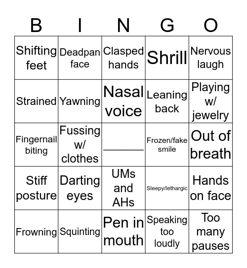 PRESENTATION Bingo Card