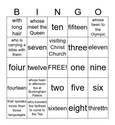 SOMEONE Bingo Card