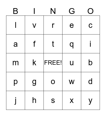 Alphabet  Bingo Card