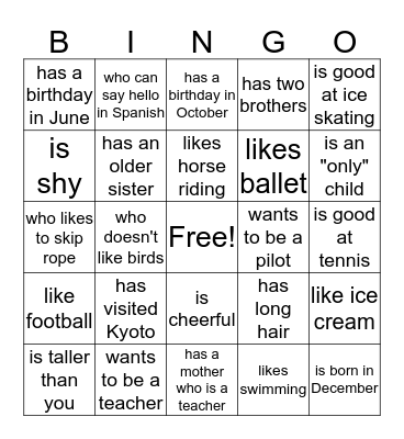 Find someone who.... Bingo Card