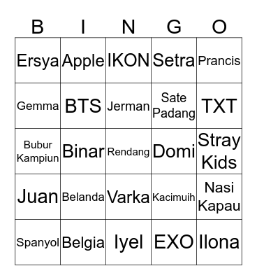BINGO SAMA ERSYA Bingo Card