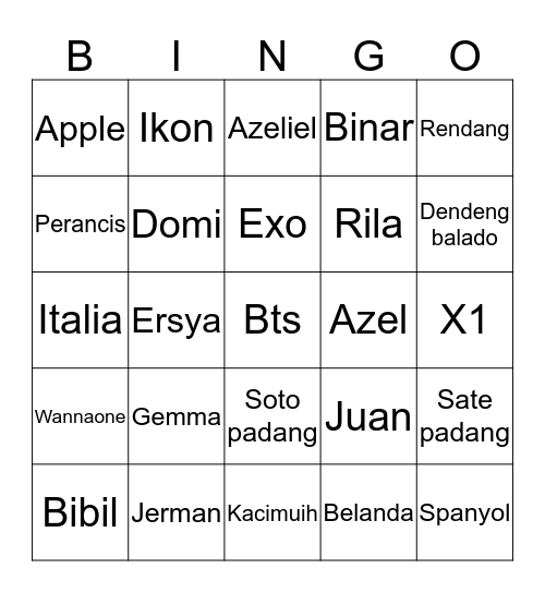 Bibil Bingo Card
