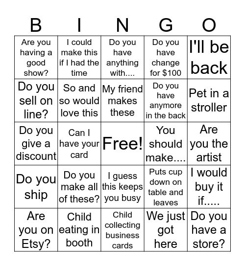Milford Bingo Card