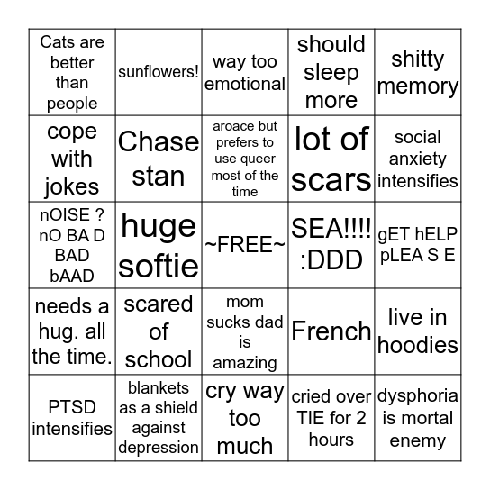 How similar are you with Jim Bingo Card