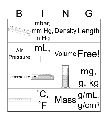 Science Tools Bingo Card