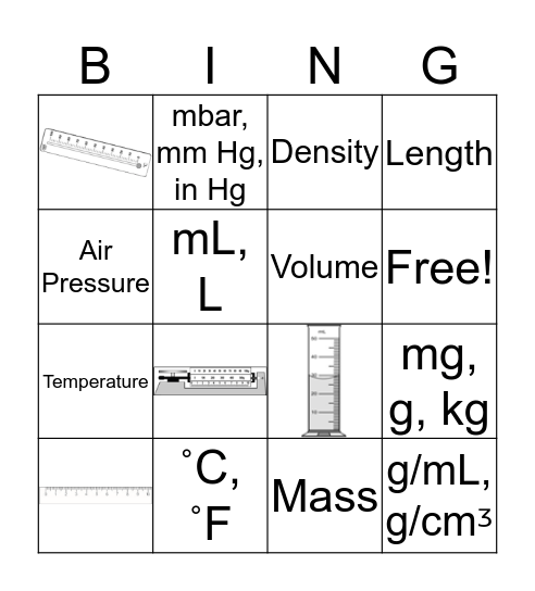 Science Tools Bingo Card