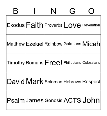 Bible BINGO Card