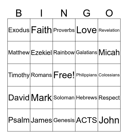 Bible BINGO Card