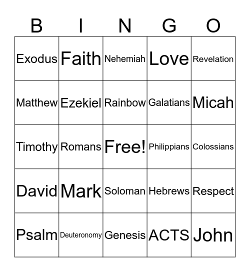 Bible BINGO Card