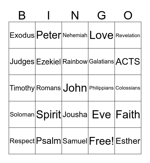 Bible BINGO Card