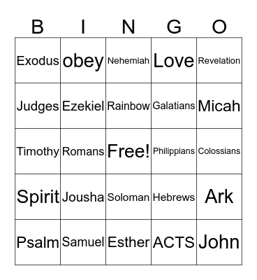 Bible BINGO Card