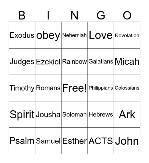 Bible BINGO Card