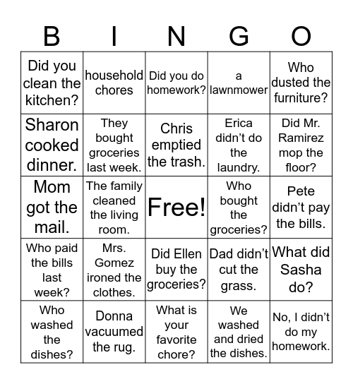 Unit 9 Bingo Card