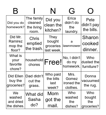 Unit 9 Bingo Card