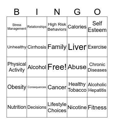 Lifestyle Choices Bingo Card