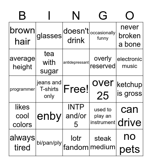 how similar are you to colorless-nebula Bingo Card