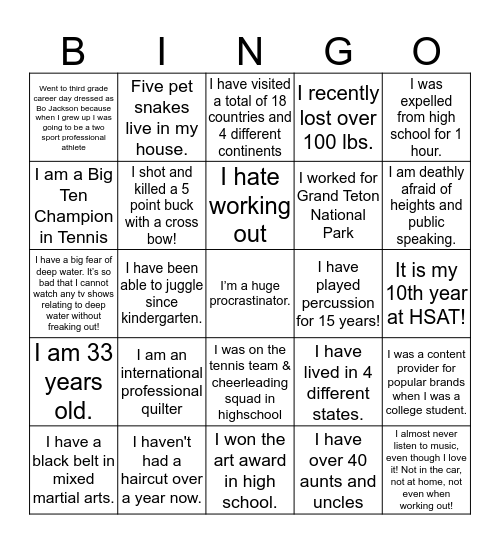 ICE BREAKER BINGO Card