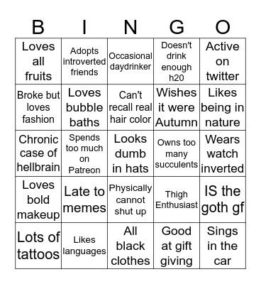 Goblinparty Bingo Card