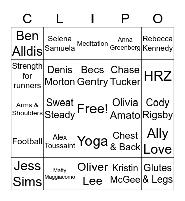 CLIPO Bingo Card