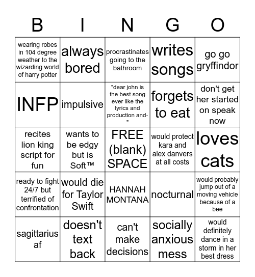 how similar are you to storminmybestdress Bingo Card