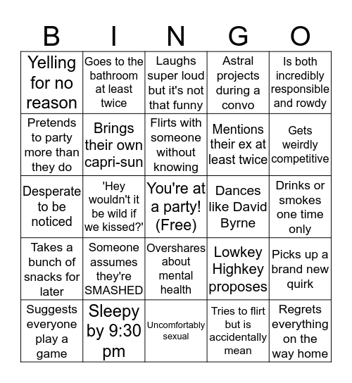 Ike at a Party Bingo Card