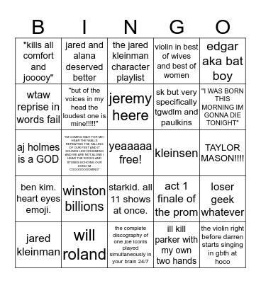 teresa but it's right now Bingo Card