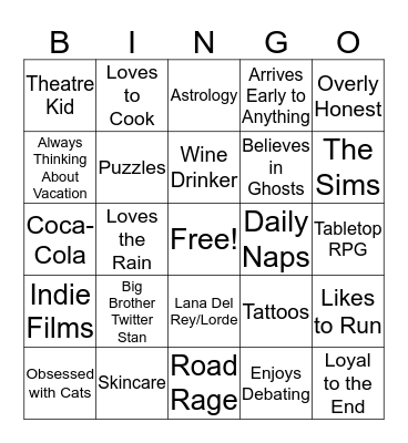Trevor Bingo Card