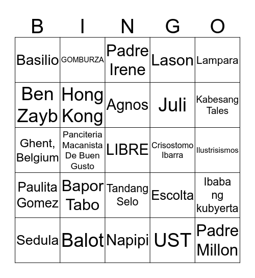 FILIPINO Bingo Card