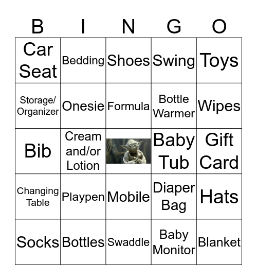 Baby Shower Gift Bingo Card