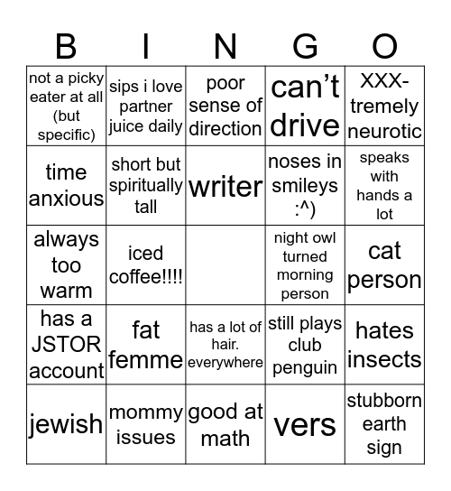 how similar are you to mads Bingo Card