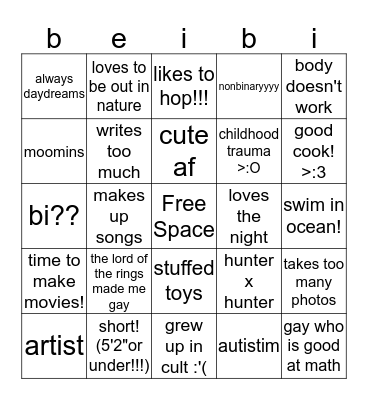 beibbii  Bingo Card