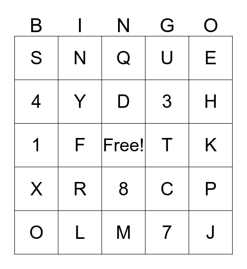 Alphabet BINGO Card