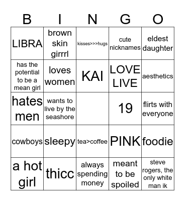 Toko’s Bingo Card