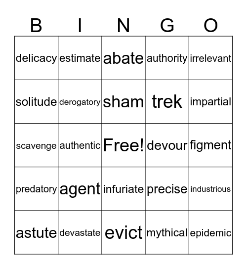 WW7 - Lesson 2  Bingo Card