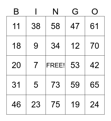 Family Reading Night Bingo Card