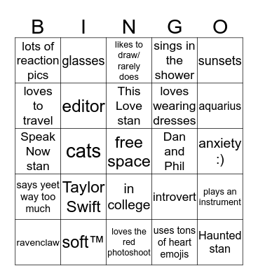 Monica (headlightsshine) bingo Card